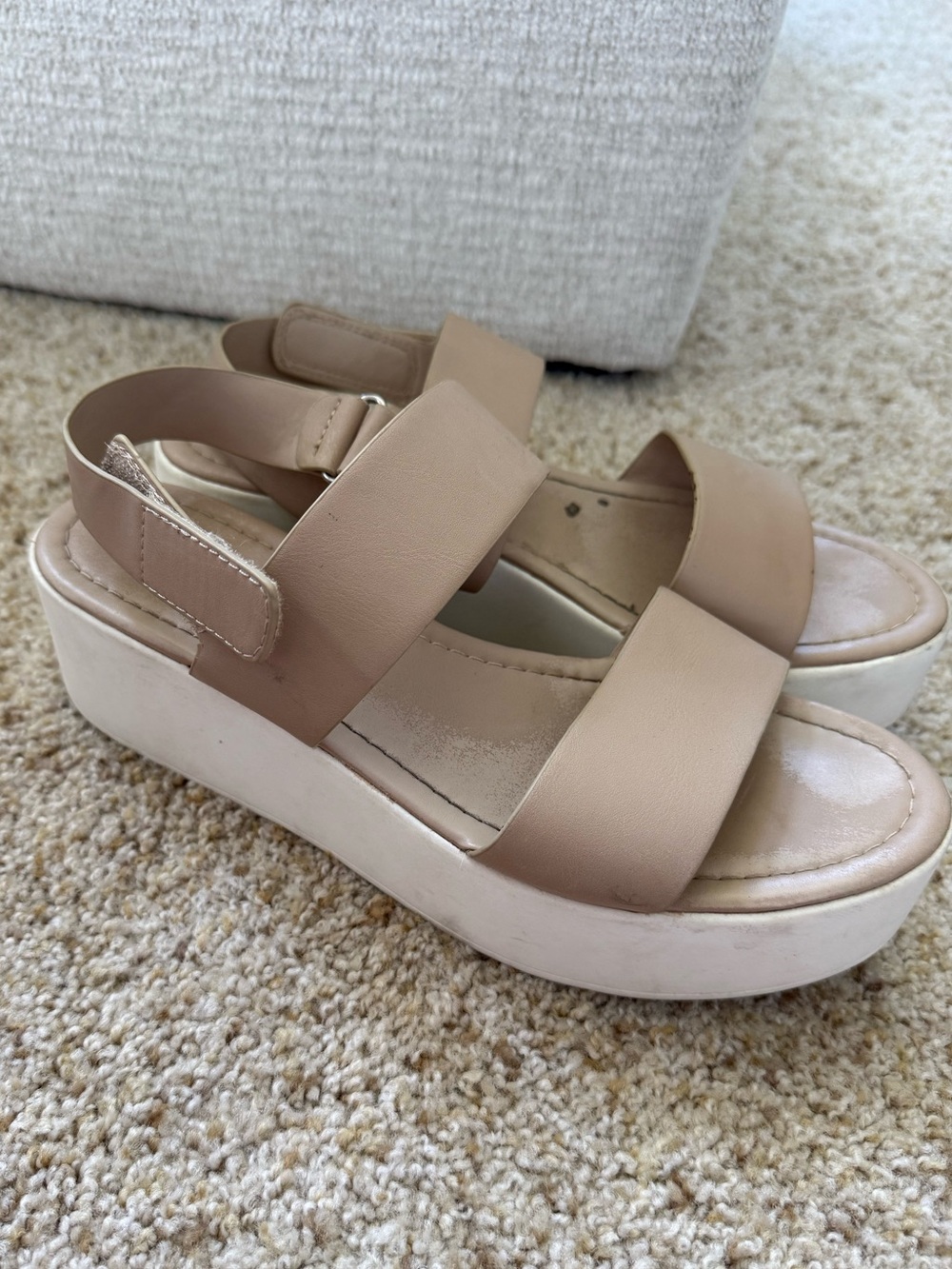 J. Adams Platform Slingback Sandals in Beige